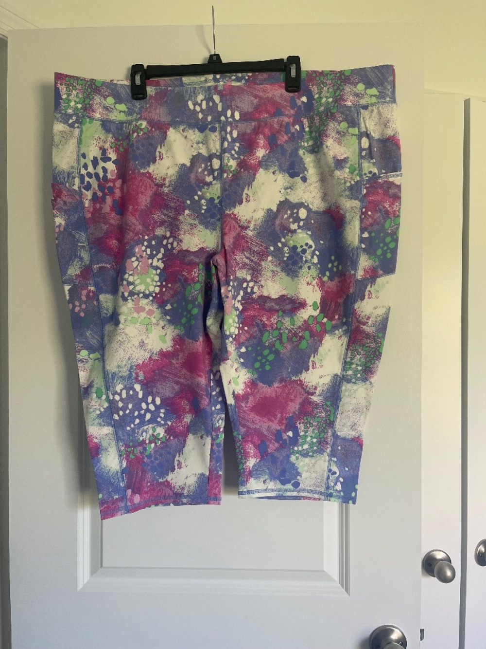 Denim & Co. Active Duo Stretch Skimmer Slim Leg Pant Periwinkle Watercolor 3X